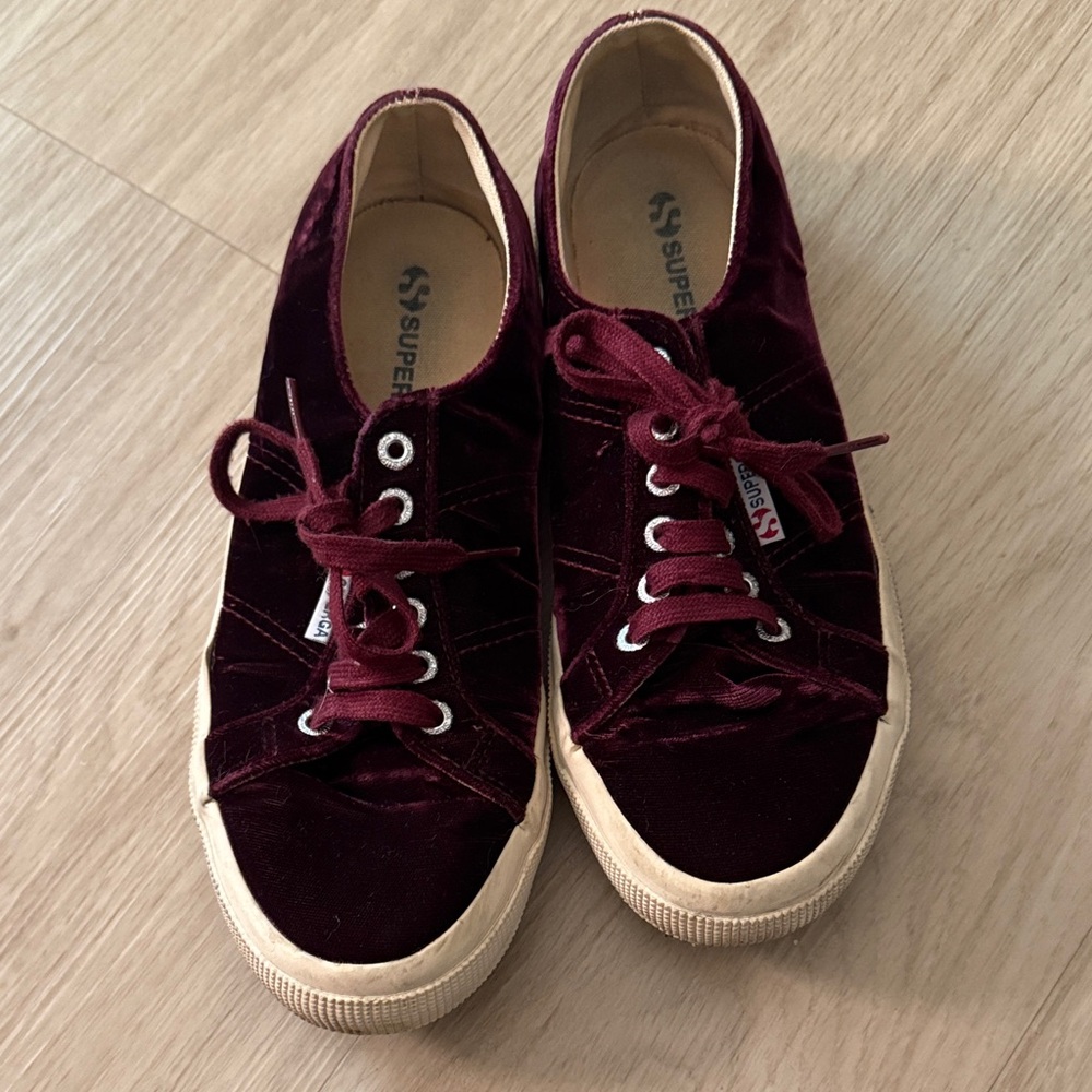 Superga Women's Deep Red Velvet Sneakers
